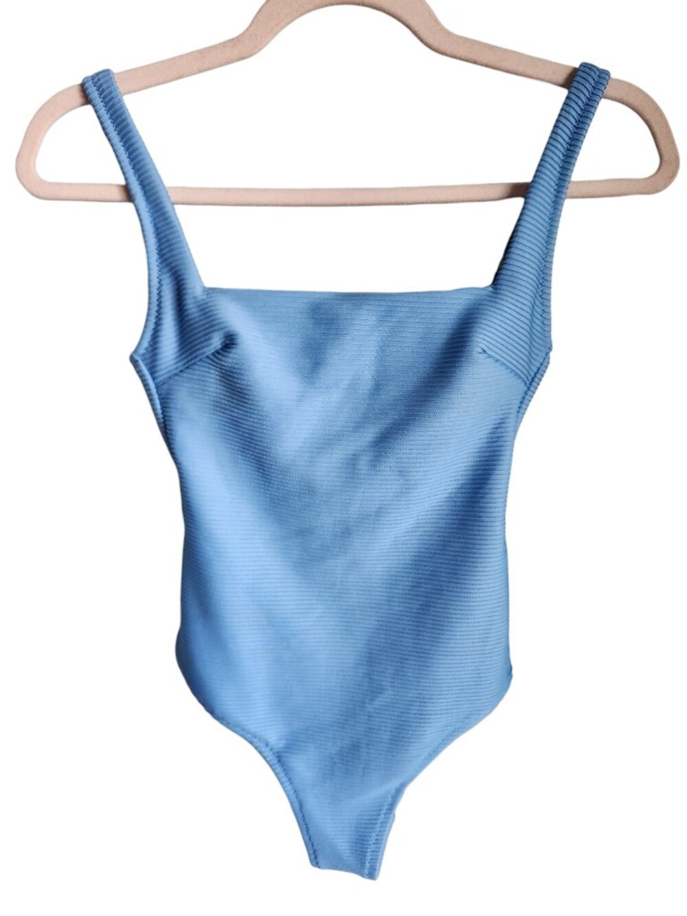 Heidi Klein Swimsuit Blue XS One Piece Women's Square Neck Nautical Ribbed